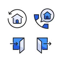 Real Estate icons set. Home refresh, telephone, login, logout. Perfect for website mobile app, app icons, presentation, illustration and any other projects vector