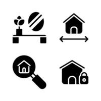 Real Estate icons set. Flower pot, home, search property, house locked. Perfect for website mobile app, app icons, presentation, illustration and any other projects vector