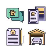 Real Estate icons set. Speech Bubble, brochure, contract, garage. Perfect for website mobile app, app icons, presentation, illustration and any other projects vector