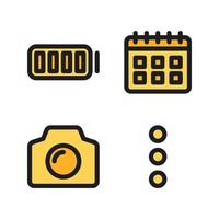 User Interface icons set. Battery, calendar, camera, calendar. Perfect for website mobile app, app icons, presentation, illustration and any other projects vector