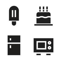 Food Drink icons set. ice cream, cake, refrigerator, oven. Perfect for website mobile app, app icons, presentation, illustration and any other projects vector