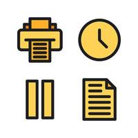 User Interface icons set. Printer, time, stop, file. Perfect for website mobile app, app icons, presentation, illustration and any other projects vector