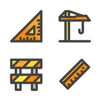 Labor Day icons set. ruler measurement, crane, barrier, ruler. Perfect for website mobile app, app icons, presentation, illustration and any other projects vector