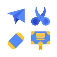 Education icons set. Paper plane, scissor, eraser, certificate. Perfect for website mobile app, app icons, presentation, illustration and any other projects vector