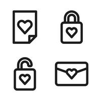 Romance icons set. letter, locked, unlock, envelope. Perfect for website mobile app, app icons, presentation, illustration and any other projects vector