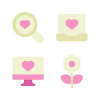 Romance icons set. search, laptop, monitor, flower. Perfect for website mobile app, app icons, presentation, illustration and any other projects vector