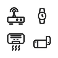 Electronics Device icons set. modem wireless, wristwatch, air conditioner, game console. Perfect for website mobile app, app icons, presentation, illustration and any other projects vector