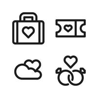 romance íconos colocar. maletín, boleto, nube, anillo. Perfecto para sitio web móvil aplicación, aplicación iconos, presentación, ilustración y ninguna otro proyectos vector