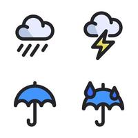 Weather icons set. rainy, thunder, umbrella, rain. Perfect for website mobile app, app icons, presentation, illustration and any other projects vector