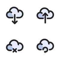 Weather icons set. cloud download, upload, cancel, refresh. Perfect for website mobile app, app icons, presentation, illustration and any other projects vector