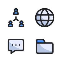 Business Management icons set. Team work, browser, chat, folder. Perfect for website mobile app, app icons, presentation, illustration and any other projects vector