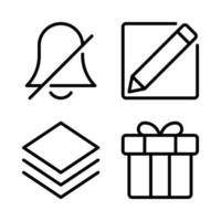 User Interface icons set. Silent bell, pencil, layers, gift box. Perfect for website mobile app, app icons, presentation, illustration and any other projects vector