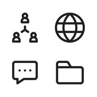 Business Management icons set. Team work, browser, chat, folder. Perfect for website mobile app, app icons, presentation, illustration and any other projects vector
