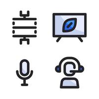 American Football icons set. Field, monitor, microphone, commentator. Perfect for website mobile app, app icons, presentation, illustration and any other projects vector