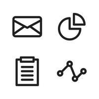 Business Management icons set. Email, pie diagram, clipboard, network. Perfect for website mobile app, app icons, presentation, illustration and any other projects vector