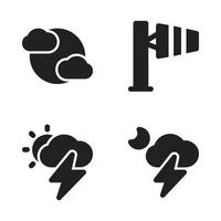 Weather icons set. cloud, wind, day thunder, night thunder. Perfect for website mobile app, app icons, presentation, illustration and any other projects vector