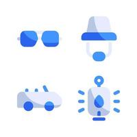 Adventure icons set. Eyeglasses, hat, car, camp fire. Perfect for website mobile app, app icons, presentation, illustration and any other projects vector