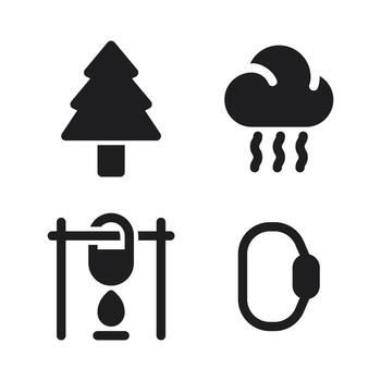 aventuras íconos colocar. árbol, nube, hoguera, mosquetón Perfecto para sitio web móvil aplicación, aplicación iconos, presentación, ilustración y ninguna otro proyectos vector