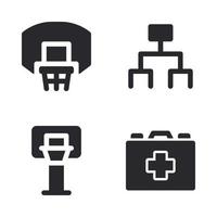 Basketball icons set. Ring, structure, hoops, medical box. Perfect for website mobile app, app icons, presentation, illustration and any other projects vector