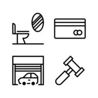 Real Estate icons set. Interior, credit card, parking car, auction. Perfect for website mobile app, app icons, presentation, illustration and any other projects vector