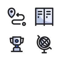 Back To School icons set. Navigation, locker room, trophy, globe. Perfect for website mobile app, app icons, presentation, illustration and any other projects vector