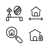 Real Estate icons set. Flower pot, home, search property, house locked. Perfect for website mobile app, app icons, presentation, illustration and any other projects vector