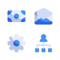 Business Management icons set. Money, open email, gear, hierarchy. Perfect for website mobile app, app icons, presentation, illustration and any other projects vector