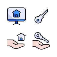 Real Estate icons set. Monitor, key, mortgage, property. Perfect for website mobile app, app icons, presentation, illustration and any other projects vector