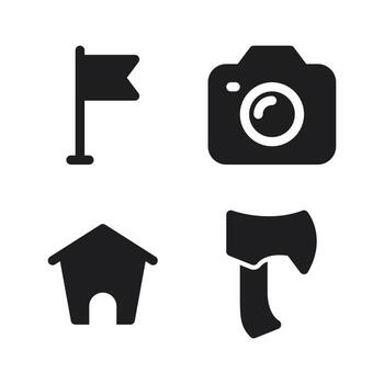 aventuras íconos colocar. bandera, cámara, hogar, hacha, . Perfecto para sitio web móvil aplicación, aplicación iconos, presentación, ilustración y ninguna otro proyectos vector