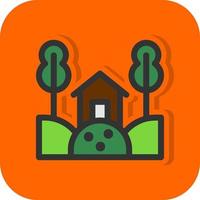 Cabin Landscape Vector Icon Design