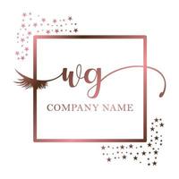 Initial logo WG handwriting women eyelash makeup cosmetic wedding modern premium vector