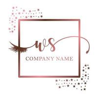 Initial logo WS handwriting women eyelash makeup cosmetic wedding modern premium vector