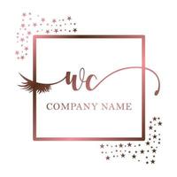 Initial logo WC handwriting women eyelash makeup cosmetic wedding modern premium vector