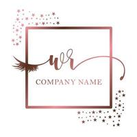 Initial logo WR handwriting women eyelash makeup cosmetic wedding modern premium vector