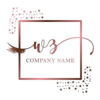 Initial logo WZ handwriting women eyelash makeup cosmetic wedding modern premium vector