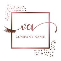 inicial logo Virginia escritura mujer pestaña maquillaje cosmético Boda moderno prima vector