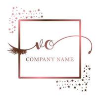 Initial logo VO handwriting women eyelash makeup cosmetic wedding modern premium vector