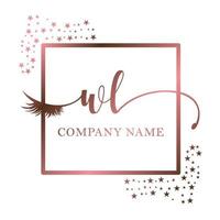 Initial logo WL handwriting women eyelash makeup cosmetic wedding modern premium vector