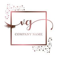 Initial logo VG handwriting women eyelash makeup cosmetic wedding modern premium vector