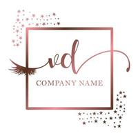 Initial logo VD handwriting women eyelash makeup cosmetic wedding modern premium vector