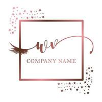 Initial logo WV handwriting women eyelash makeup cosmetic wedding modern premium vector