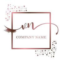 Initial logo VN handwriting women eyelash makeup cosmetic wedding modern premium vector