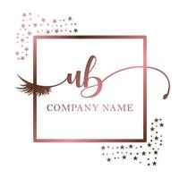 Initial logo UB handwriting women eyelash makeup cosmetic wedding modern premium vector