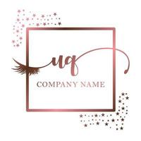 Initial logo UQ handwriting women eyelash makeup cosmetic wedding modern premium vector