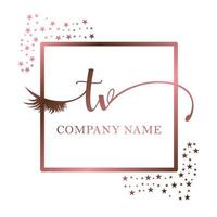 Initial logo TV handwriting women eyelash makeup cosmetic wedding modern premium vector