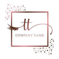 Initial logo TT handwriting women eyelash makeup cosmetic wedding modern premium vector