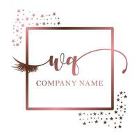 inicial logo wq escritura mujer pestaña maquillaje cosmético Boda moderno prima vector