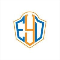 EYD abstract monogram shield logo design on white background. EYD creative initials letter logo. vector