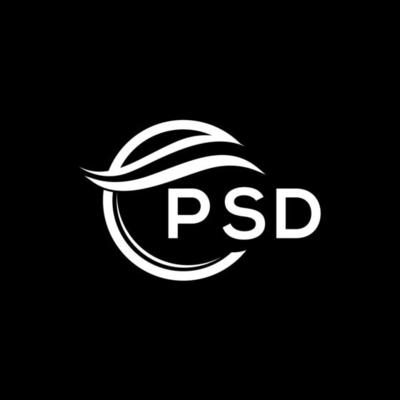 PSD letter logo design on black background. PSD creative circle logo. PSD initials  letter logo concept. PSD letter design.