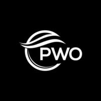 pwo letra logo diseño en negro antecedentes. pwo creativo circulo logo. pwo iniciales letra logo concepto. pwo letra diseño. vector